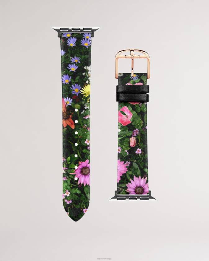 Piederumi Ted Baker Pernell ziedu ādas ābolu pulksteņa siksniņa melns sievietes 26TV961