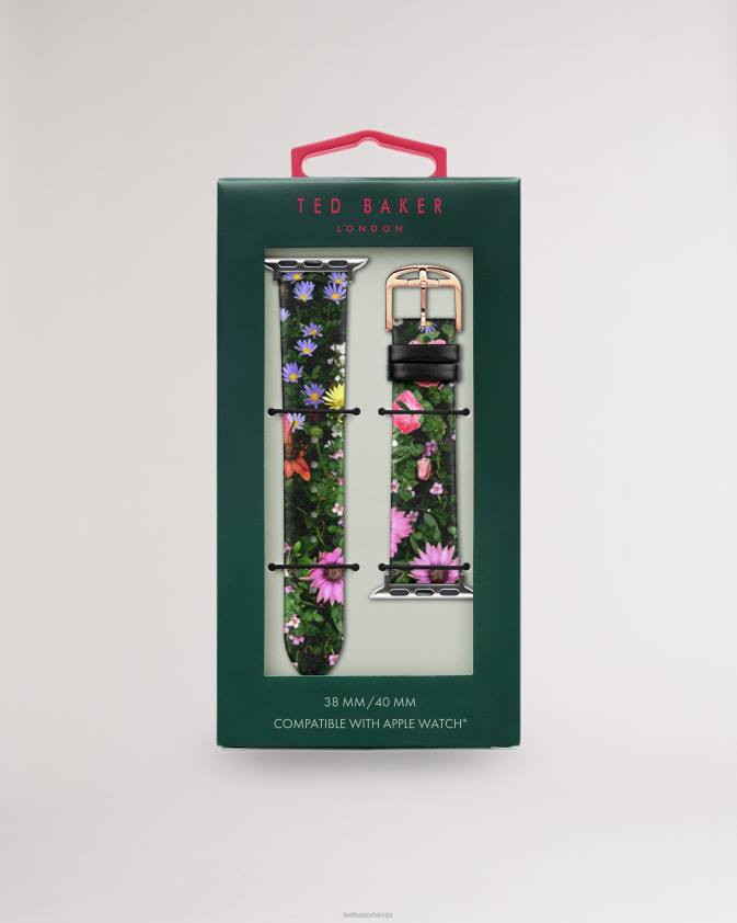 Piederumi Ted Baker Pernell ziedu ādas ābolu pulksteņa siksniņa melns sievietes 26TV961