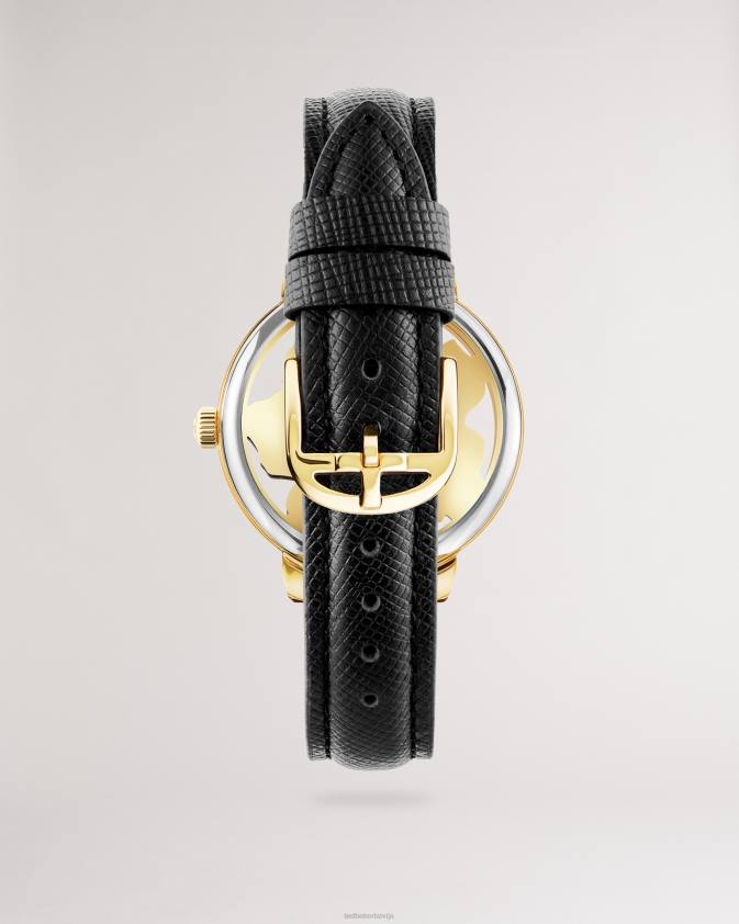 Piederumi Ted Baker galaten magnolia ciparnīcas ādas siksniņas pulkstenis melns sievietes 26TV1064