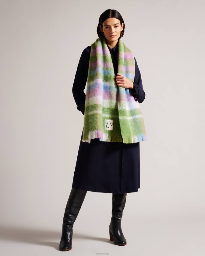 Piederumi Ted Baker charloa čekas šalle gaiši zaļš sievietes 26TV954