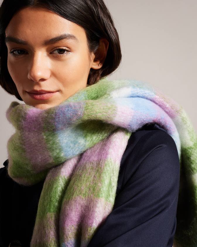 Piederumi Ted Baker charloa čekas šalle gaiši zaļš sievietes 26TV954