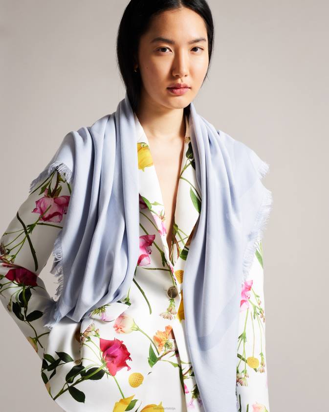 Piederumi Ted Baker kemila magnolia liela kvadrātveida šalle gaiši zils sievietes 26TV1122