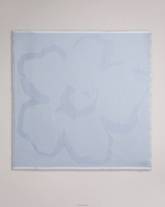 Piederumi Ted Baker kemila magnolia liela kvadrātveida šalle gaiši zils sievietes 26TV1122