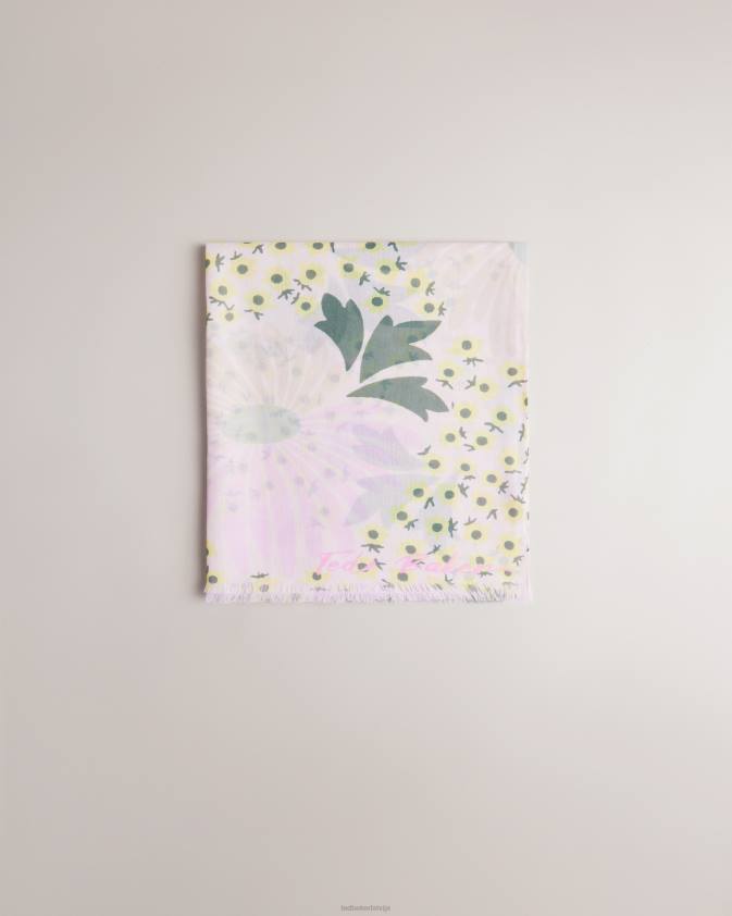 Piederumi Ted Baker rubbyy ziedu apdruka satīna šalle gaiši rozā sievietes 26TV1065