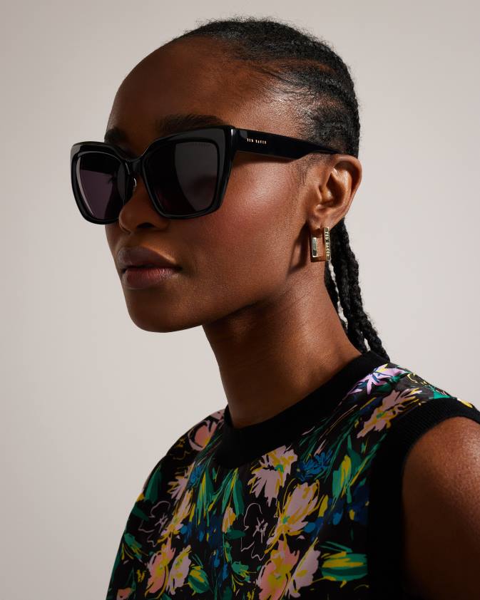 Piederumi Ted Baker birman chunky cat eye rāmja saulesbrilles melns sievietes 26TV1125