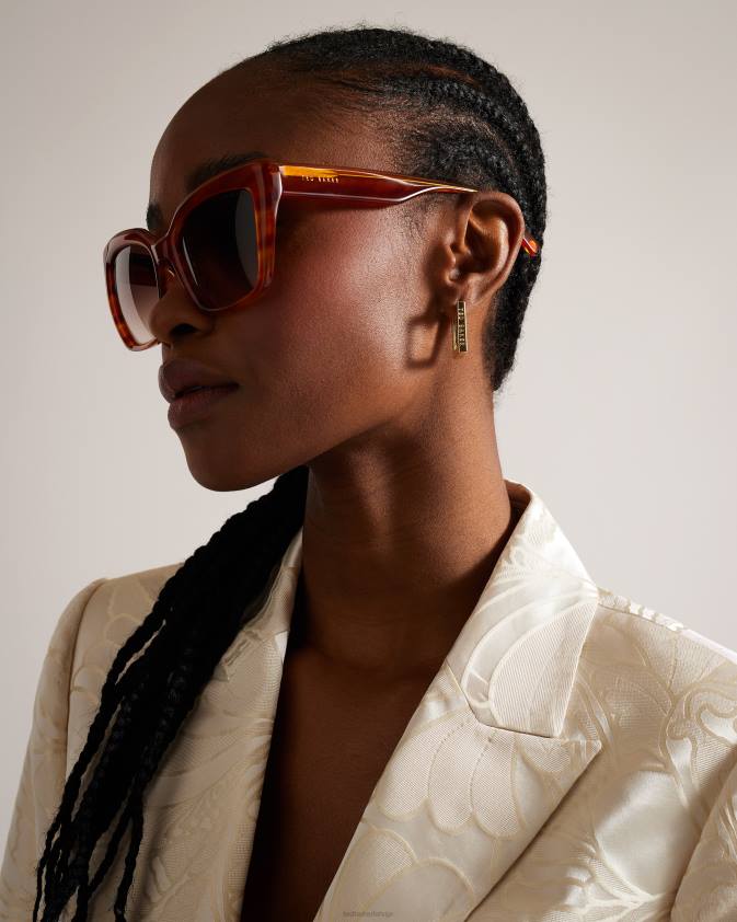 Piederumi Ted Baker hyatts kvadrātveida bruņurupuča saulesbrilles bruņurupuča apvalks sievietes 26TV1132