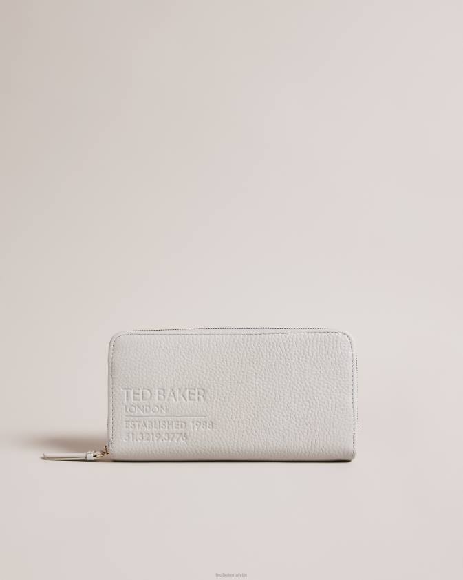 Piederumi Ted Baker daliea liels rāvējslēdzējs ap ādas maku gaiši pelēks sievietes 26TV1100