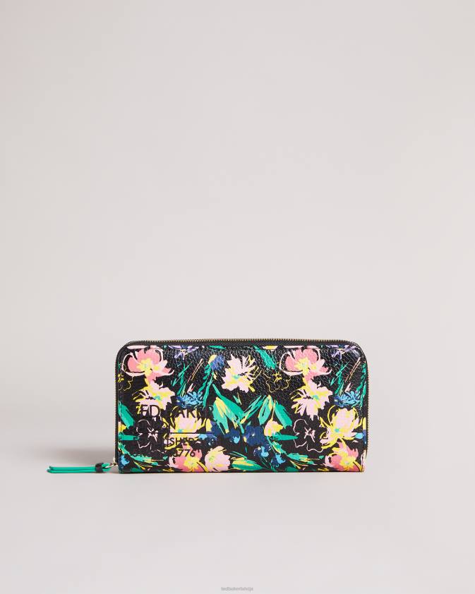 Piederumi Ted Baker parciea koķeta tekstūra magnolija liela maka ar rāvējslēdzēju melns sievietes 26TV1179