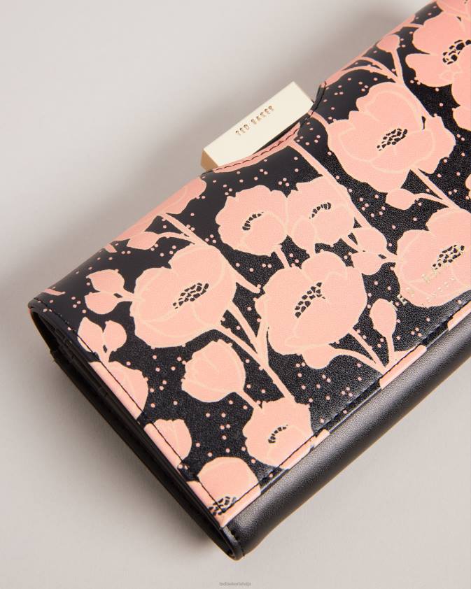 Piederumi Ted Baker ponida ar ziediem apdrukāta liela bobble somiņa melns sievietes 26TV942