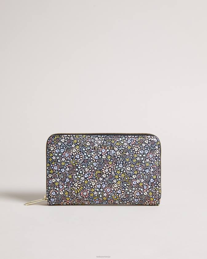 Piederumi Ted Baker retro retro flood mikro ziedu midi rāvējslēdzēja maka melns sievietes 26TV1186