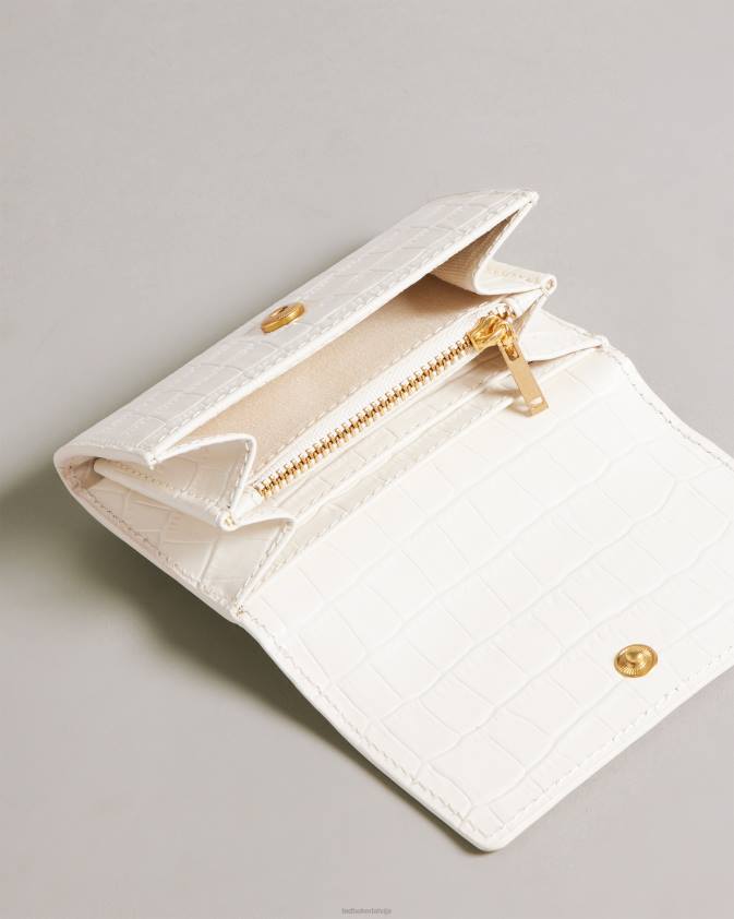 Piederumi Ted Baker sten ādas imitācijas kroka somiņa ziloņkauls sievietes 26TV999