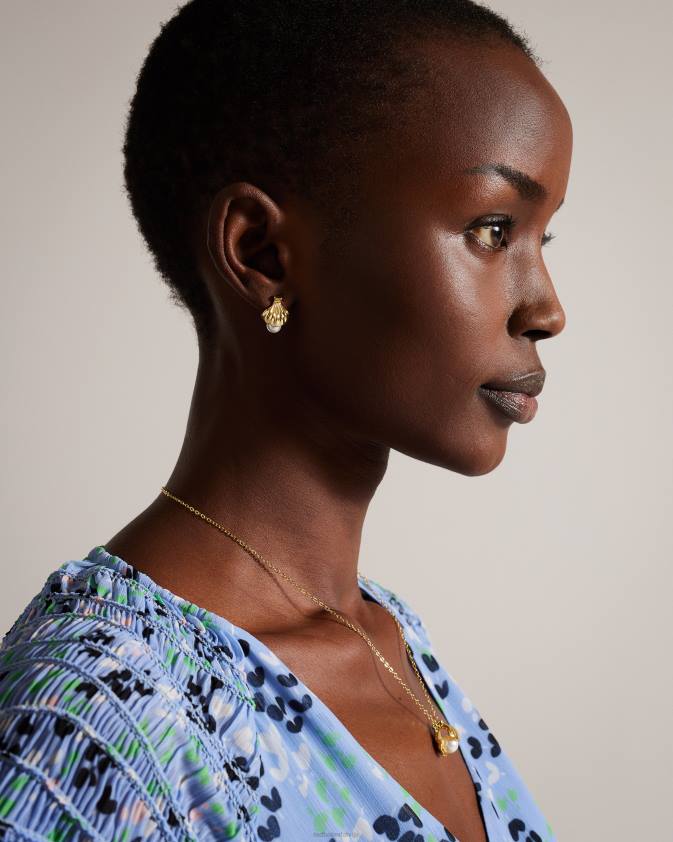 rotaslietas Ted Baker callien clam shell kniedes auskari zelta krāsa sievietes 26TV1058