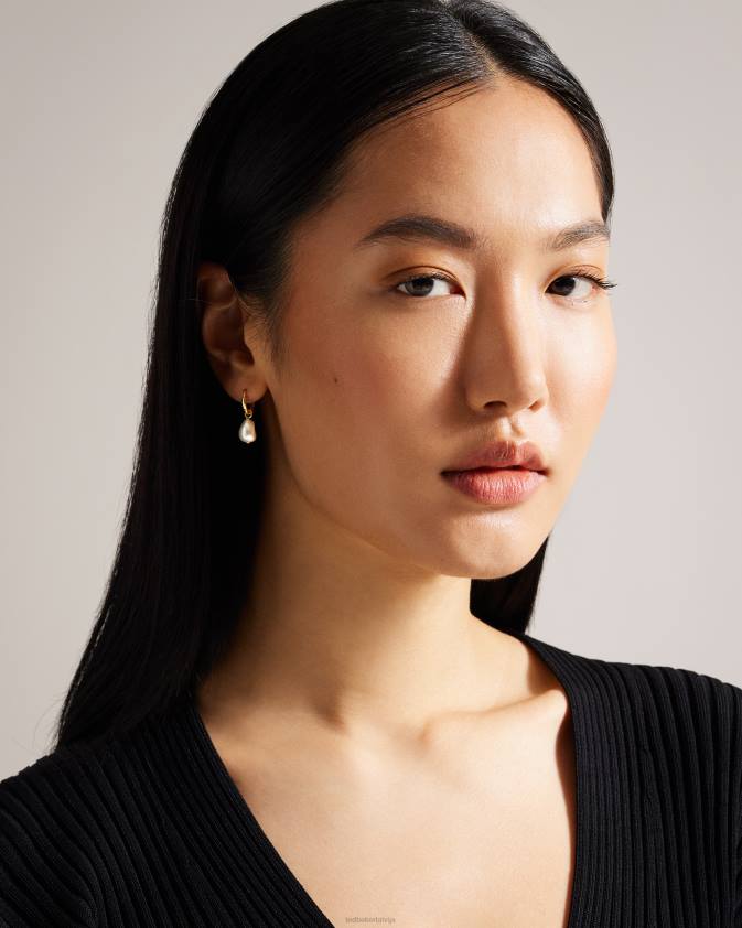 rotaslietas Ted Baker periaa drop pearl huggie auskari zelta krāsa sievietes 26TV967