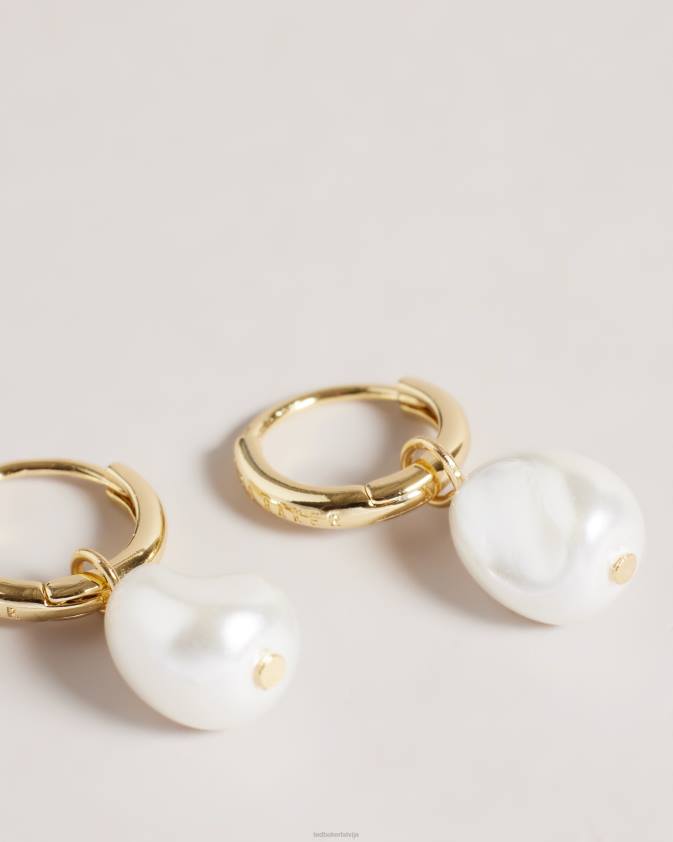 rotaslietas Ted Baker periaa drop pearl huggie auskari zelta krāsa sievietes 26TV967