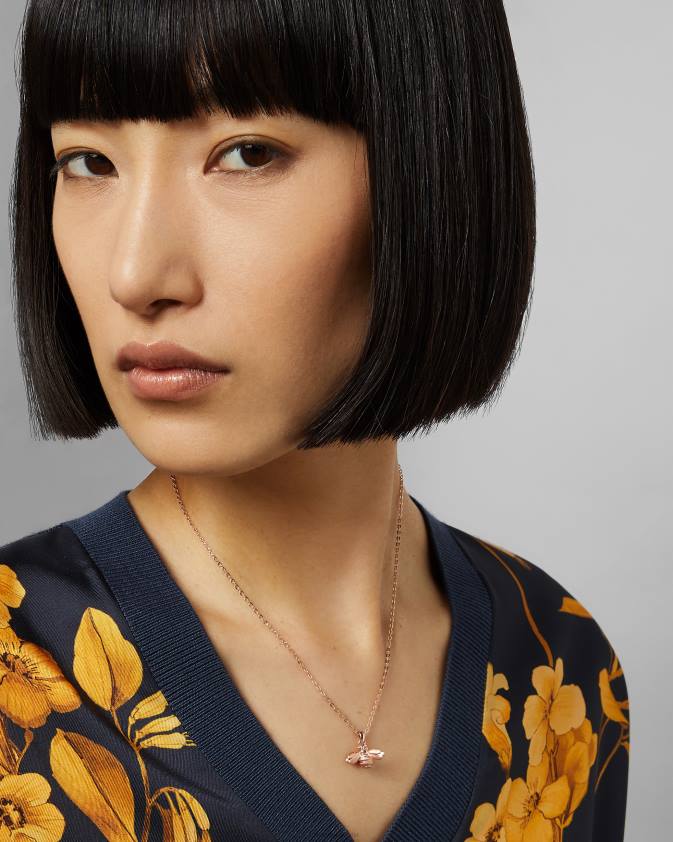 rotaslietas Ted Baker bellema kameņu kulonu kaklarota rozā zelta krāsa sievietes 26TV1027