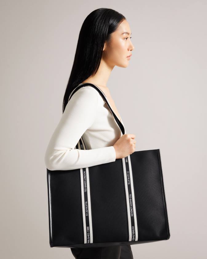 somas Ted Baker Georjey zīmola siksnas audekla tote melns sievietes 26TV726