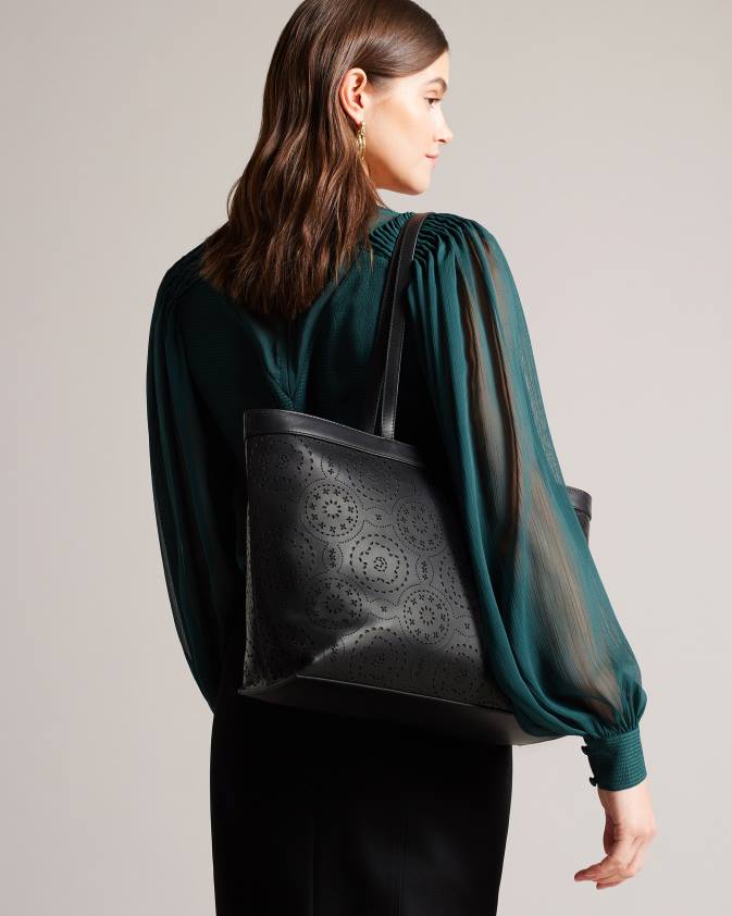 somas Ted Baker libetie lāzera griezuma magnolijas soma melns sievietes 26TV697