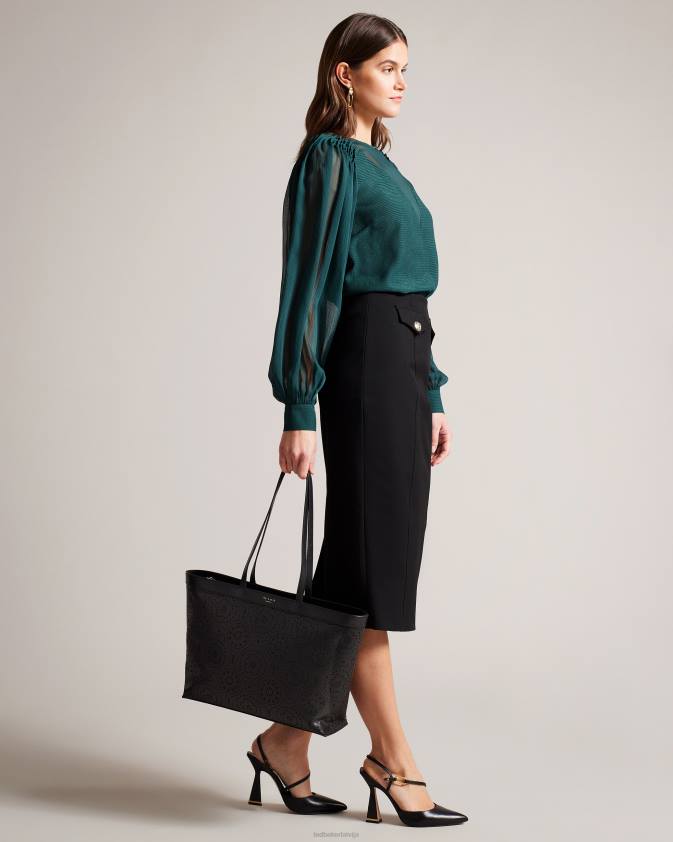 somas Ted Baker libetie lāzera griezuma magnolijas soma melns sievietes 26TV697