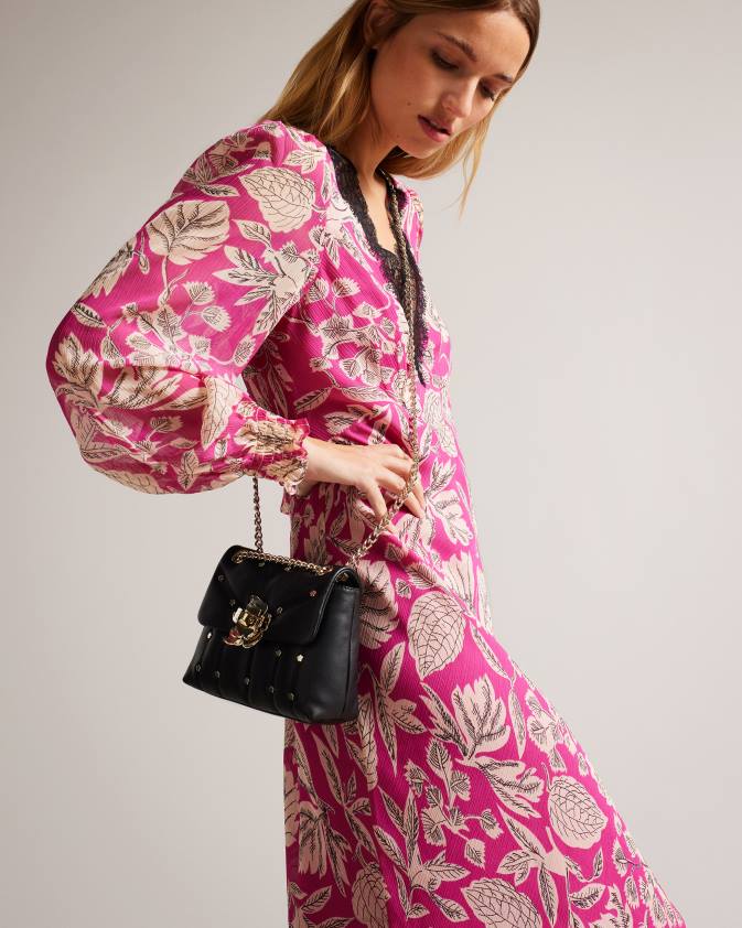 somas Ted Baker ayalisa stepēta ādas soma ar radzēm melns sievietes 26TV712