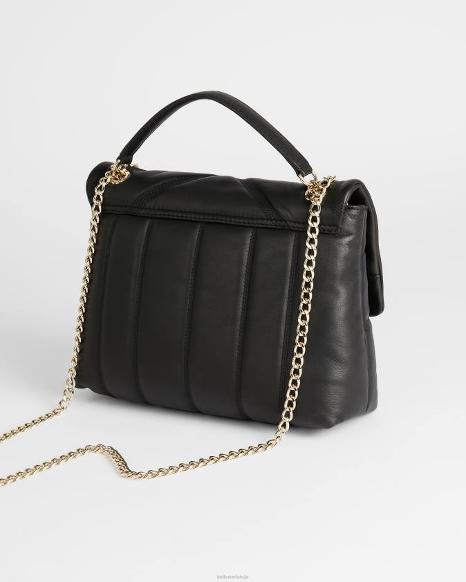 somas Ted Baker ayahlin puffer stepētas ādas crossbody soma melns sievietes 26TV699
