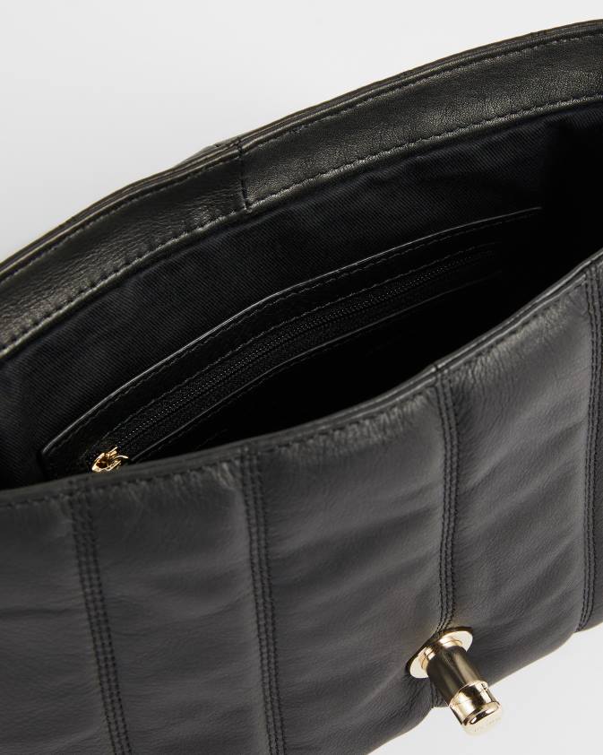 somas Ted Baker ayahlin puffer stepētas ādas crossbody soma melns sievietes 26TV699