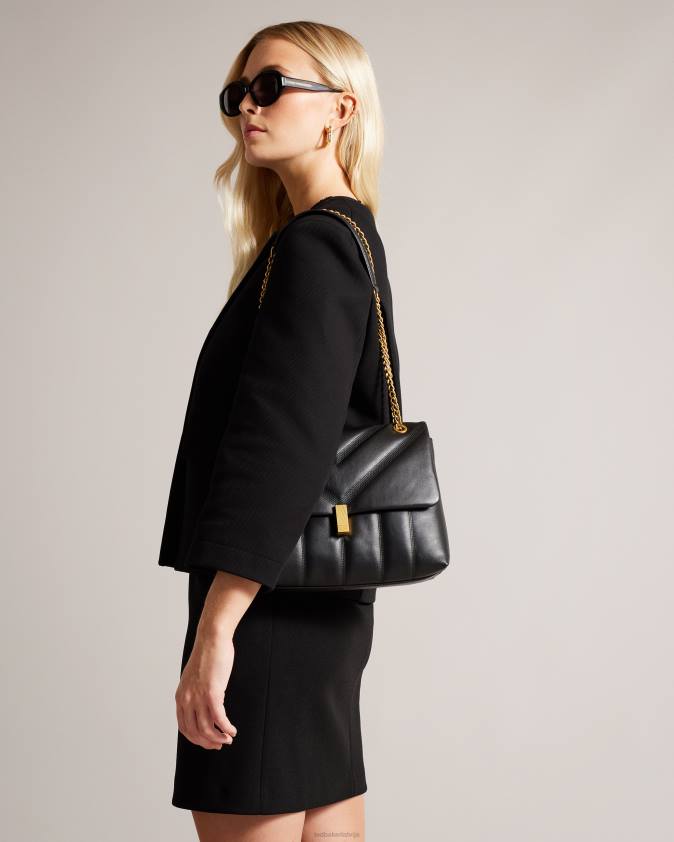 somas Ted Baker ayasie ādas puffer crossbody soma melns sievietes 26TV700