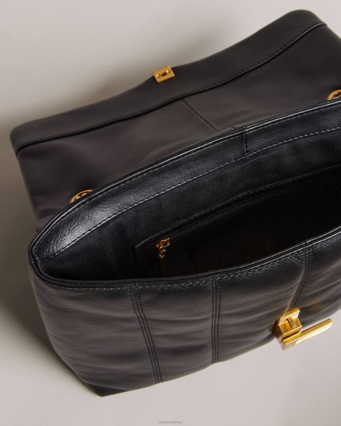 somas Ted Baker ayasie ādas puffer crossbody soma melns sievietes 26TV700