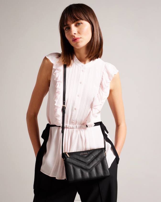 somas Ted Baker ayasini stepēta puffer crossbody soma melns sievietes 26TV789
