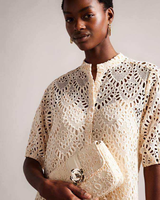 somas Ted Baker floreti magnolia mežģīnes crossbody soma ziloņkauls sievietes 26TV800