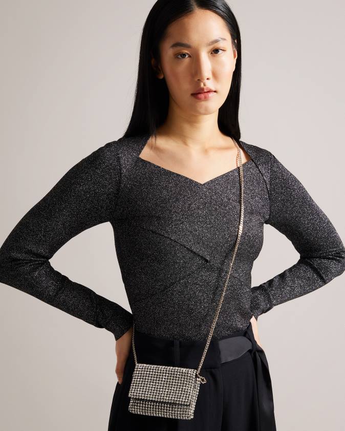 somas Ted Baker gliteri kristāla crossbody soma Sudrabs sievietes 26TV813