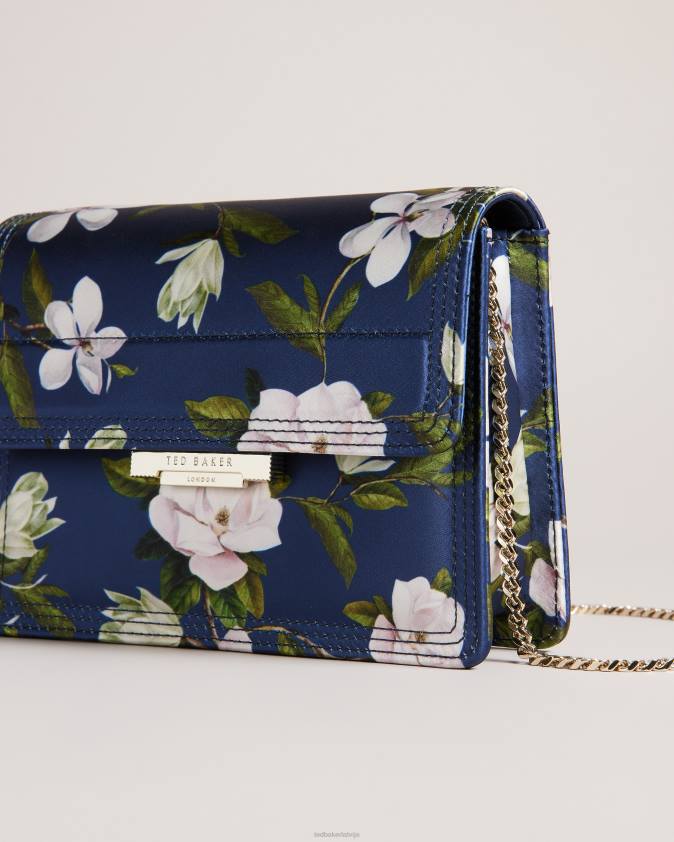somas Ted Baker jenia ziedu apdruka satīna crossbody soma tumši zils sievietes 26TV751