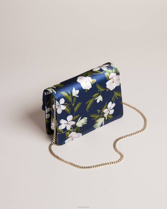 somas Ted Baker jenia ziedu apdruka satīna crossbody soma tumši zils sievietes 26TV751
