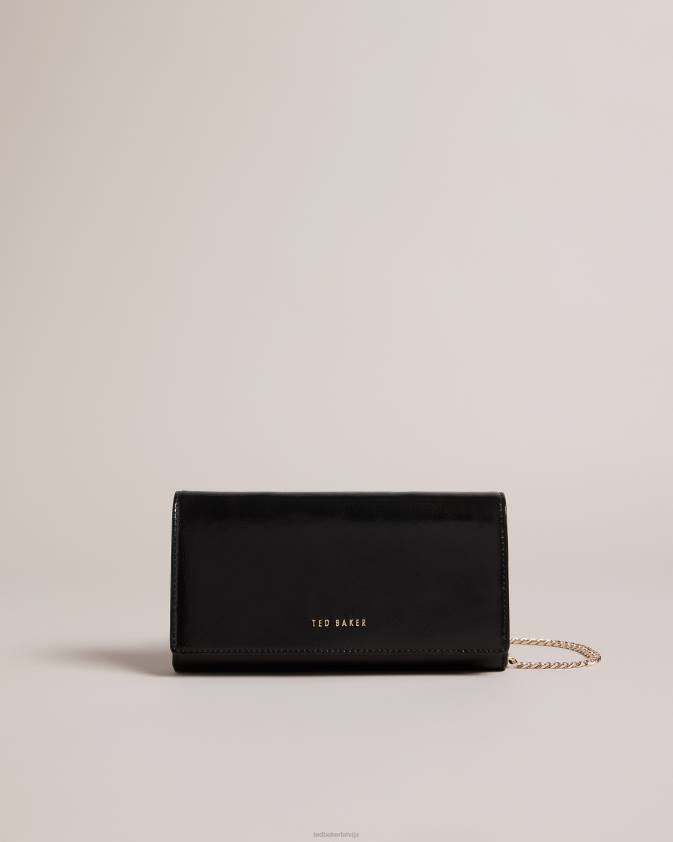 somas Ted Baker liberta metāla ādas crossbody soma melns sievietes 26TV817