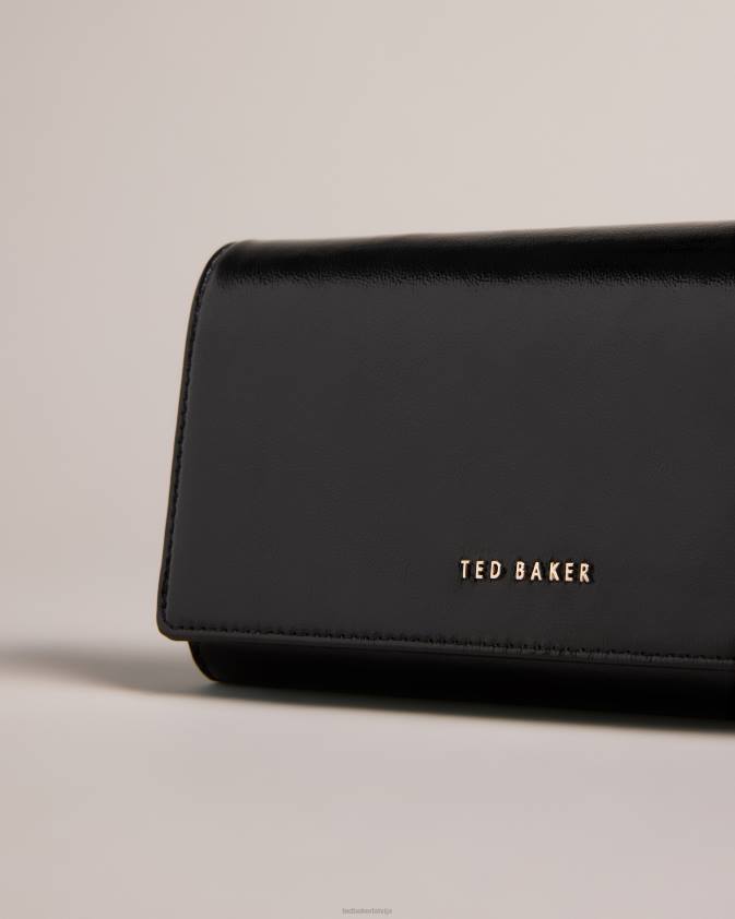 somas Ted Baker liberta metāla ādas crossbody soma melns sievietes 26TV817