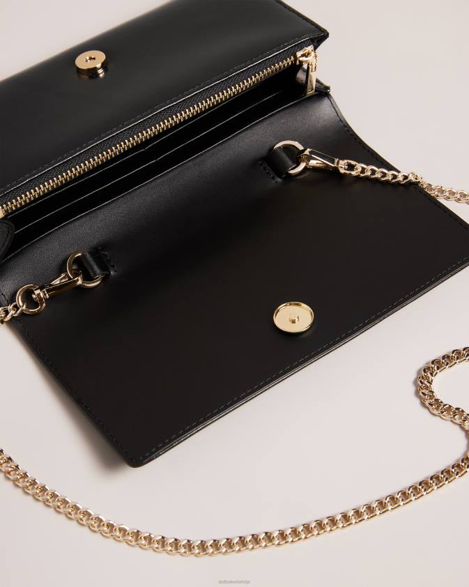 somas Ted Baker liberta metāla ādas crossbody soma melns sievietes 26TV817