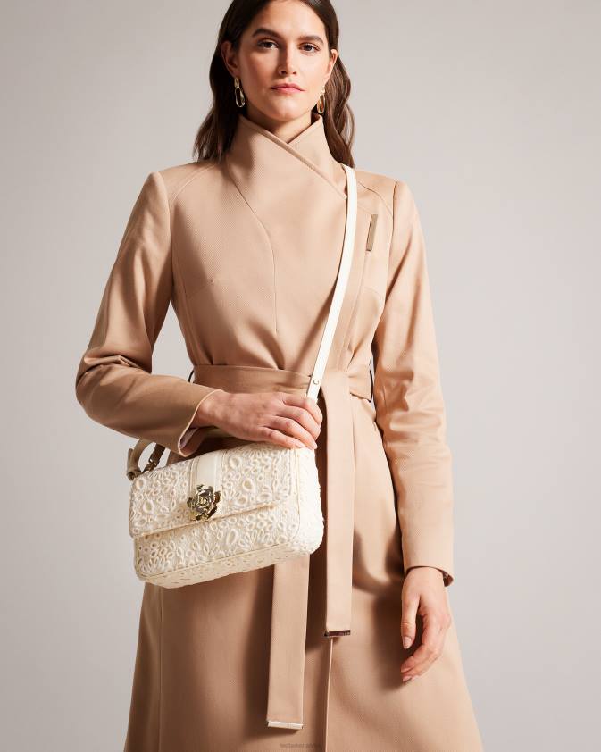 somas Ted Baker florasa magnolia mežģīņu plecu soma ziloņkauls sievietes 26TV696