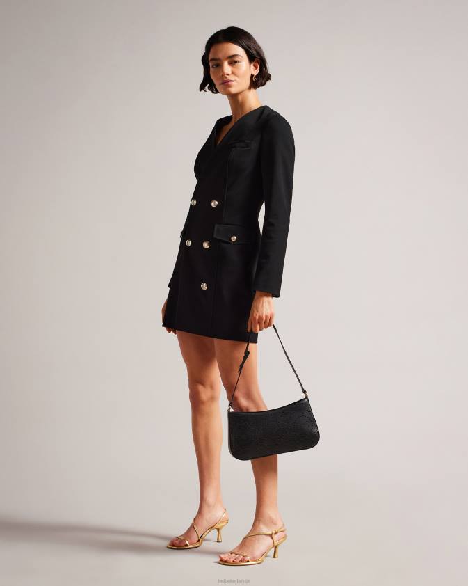 somas Ted Baker libily lāzera griezuma magnolijas plecu soma melns sievietes 26TV722