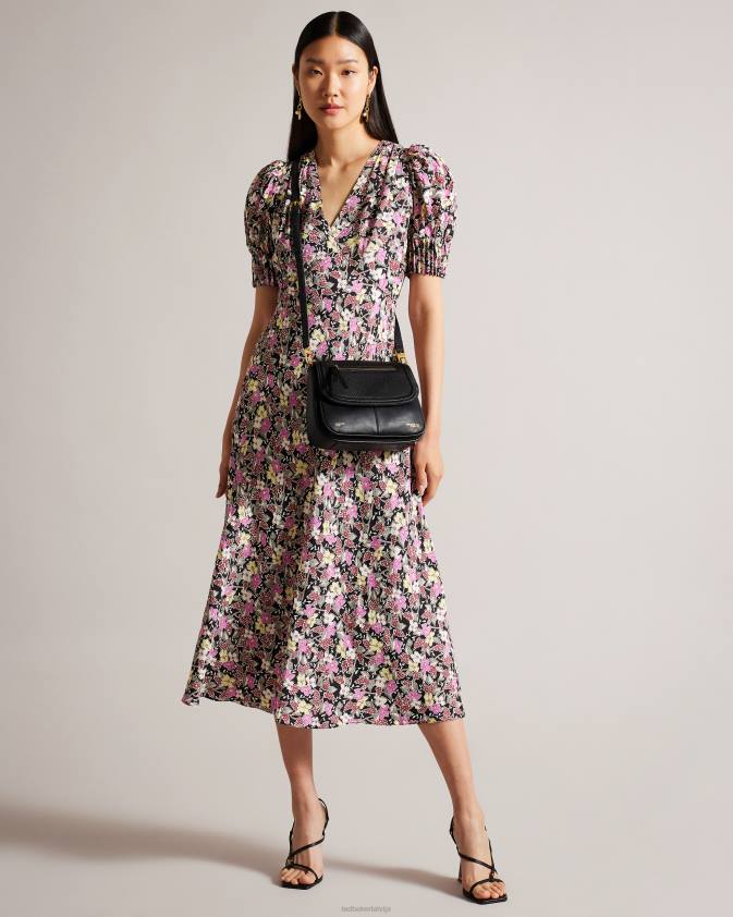 somas Ted Baker nishat Pebble ādas plecu soma melns sievietes 26TV673