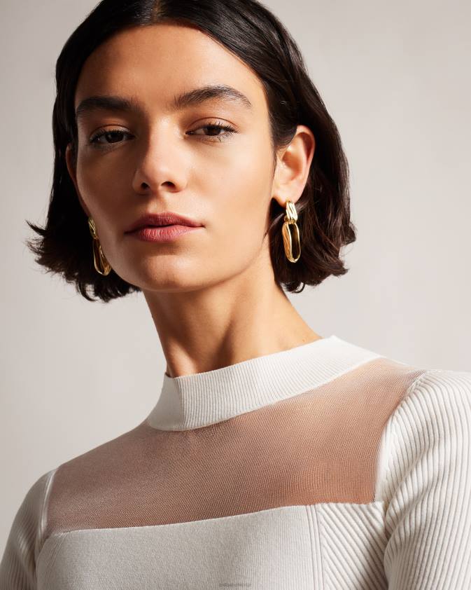 apģērbs Ted Baker daviner pieguļošs trikotāžas tops balts sievietes 26TV281