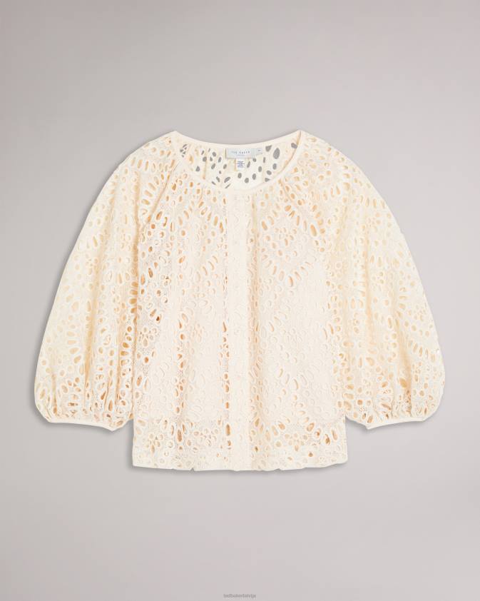 apģērbs Ted Baker elaraa broderie puff piedurknēm blūze balts sievietes 26TV377