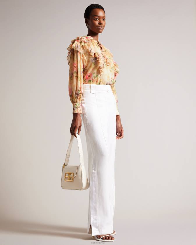 apģērbs Ted Baker helenoh ziedu volānu detaļu blūze iedegums sievietes 26TV408