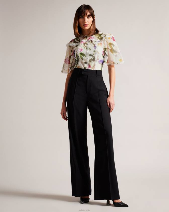 apģērbs Ted Baker arelln ziedu tops ar augstu kakla izgriezumu ar mežģīņu detaļām balts sievietes 26TV230