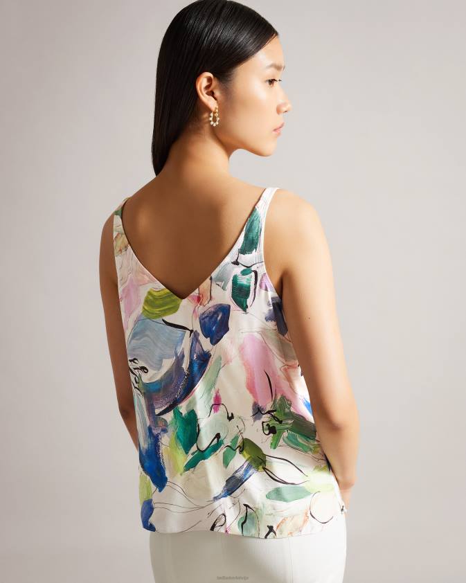 apģērbs Ted Baker hariyat absract print v neck cami balts sievietes 26TV402