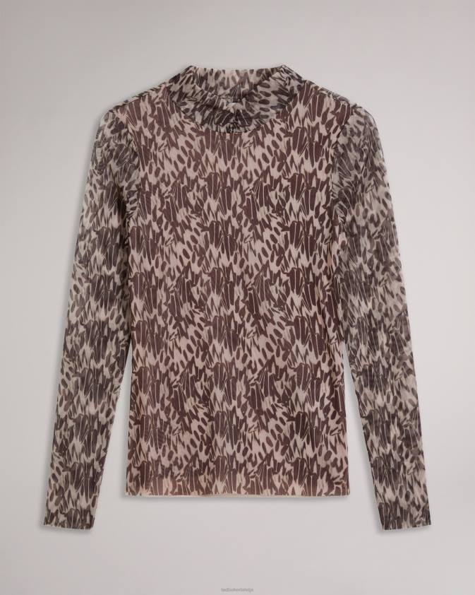 apģērbs Ted Baker jumila pieguļošs tops ar augstu kakla izgriezumu pliks-rozā sievietes 26TV104