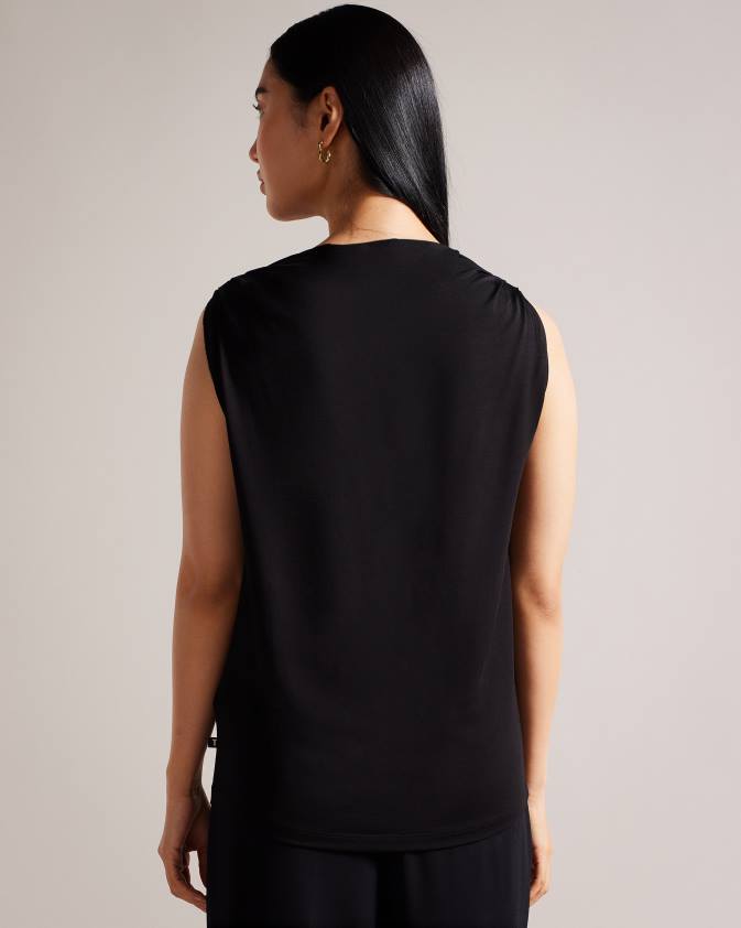 apģērbs Ted Baker margeta cowl kakla drapēts tops melns sievietes 26TV88