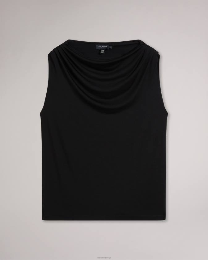 apģērbs Ted Baker margeta cowl kakla drapēts tops melns sievietes 26TV88