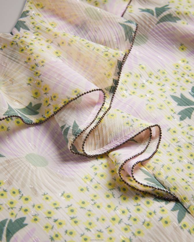 apģērbs Ted Baker shaunia ruffled v kakla margrietiņa cami gaiši dzeltens sievietes 26TV155