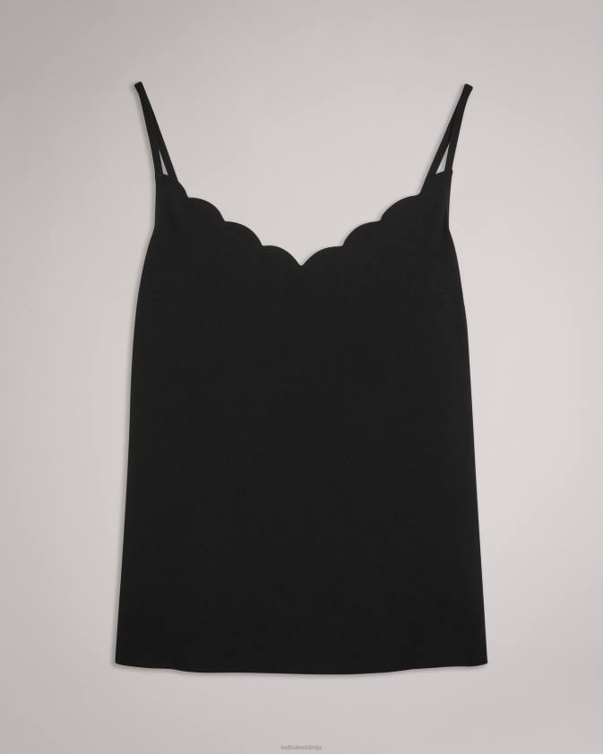 apģērbs Ted Baker sina ķemmīšgliemeņu kakla izgriezums Cami top melns sievietes 26TV299