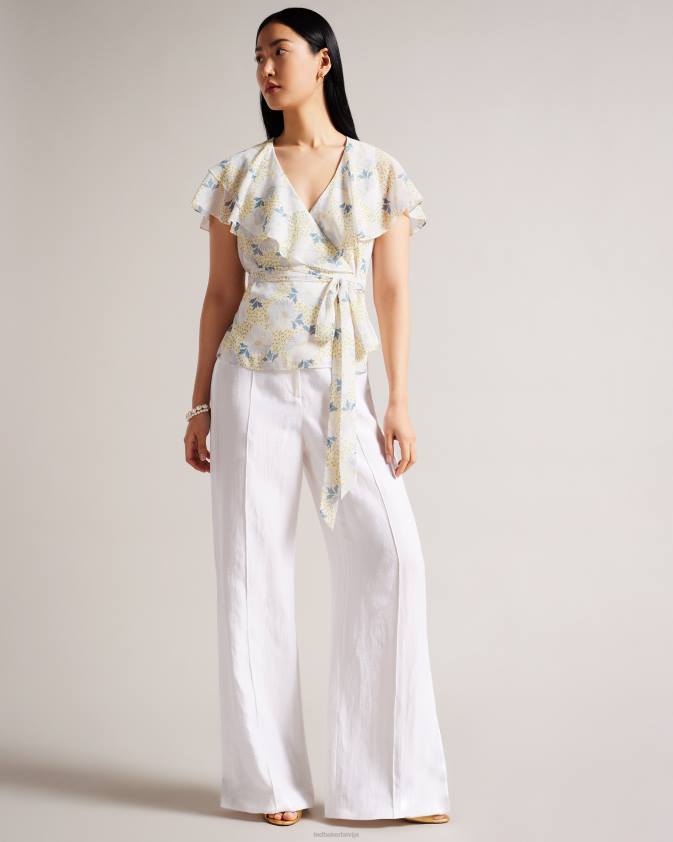 apģērbs Ted Baker gemmiaa wrap top ar volāniem piedurknēm debesu zils sievietes 26TV385