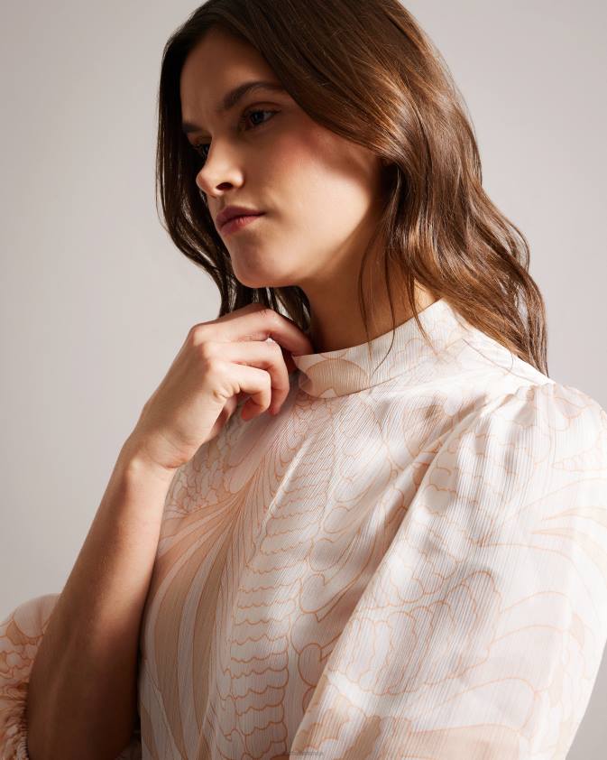 apģērbs Ted Baker imelah paisley tops ar balona piedurknēm gaišs pliks sievietes 26TV220